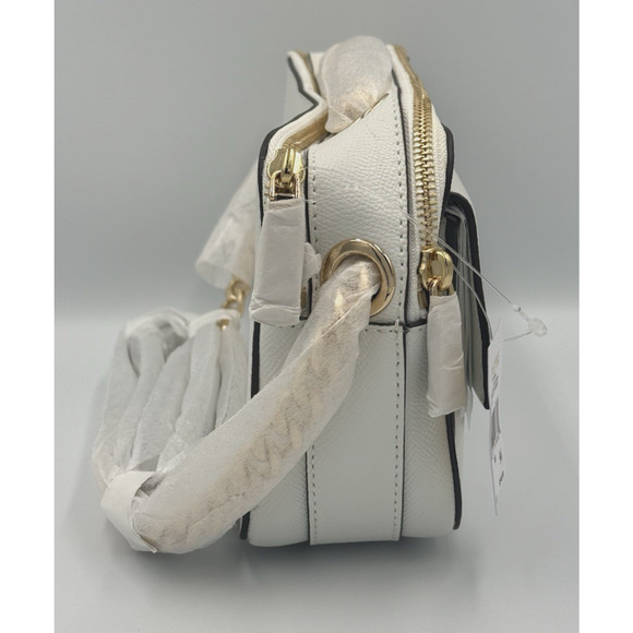 Michael Kors Sylvia Large Double Zip Crossbody Optic White Leather New With Tags - Picture 5 of 11